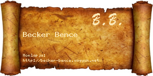Becker Bence névjegykártya